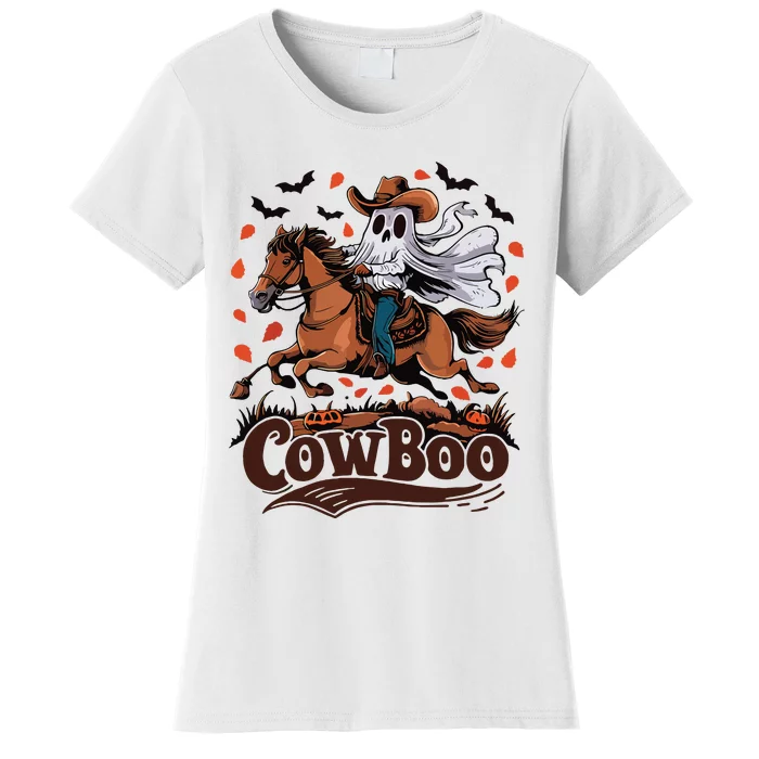 Fun Cowboo Ghost Riding Horse Western Cowboy Ghost Halloween Women's T-Shirt