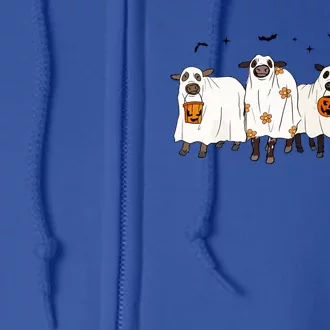 Funny Cow Ghost Halloween Farmer Trick Or Treat Cow Lover Gift Full Zip Hoodie