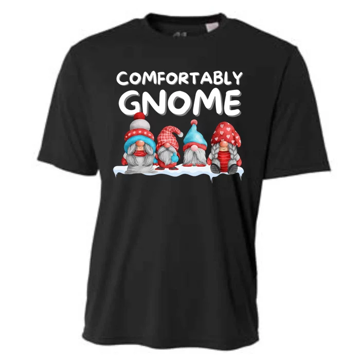 Funny Comfortably Gnome Christmas Gift Cooling Performance Crew T-Shirt