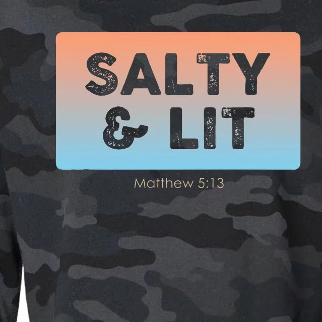 Funny Christian Gift Salty & Lit Cropped Pullover Crew