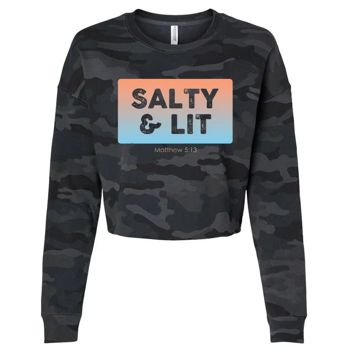 Funny Christian Gift Salty & Lit Cropped Pullover Crew