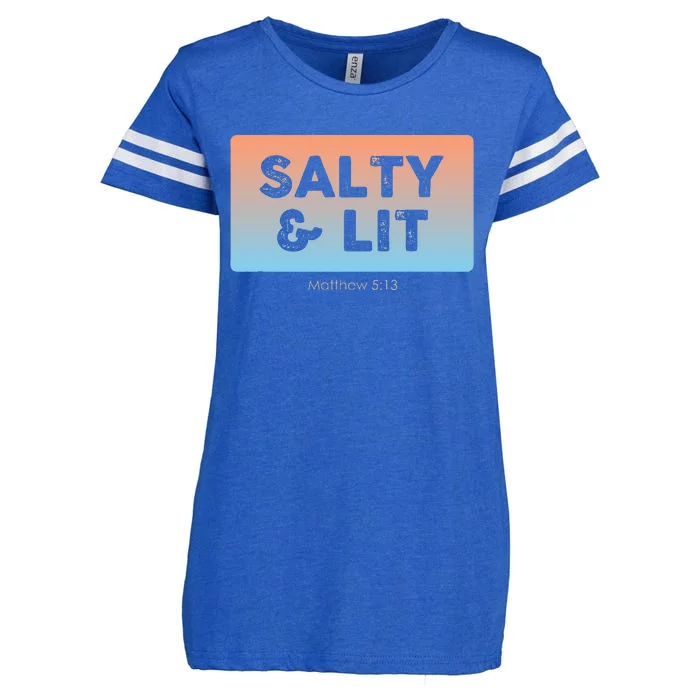 Funny Christian Gift Salty & Lit Enza Ladies Jersey Football T-Shirt