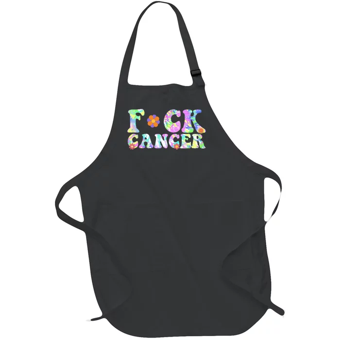 Fuck Cancer Groovy Tie Dye All Cancer Awareness Full-Length Apron With Pocket