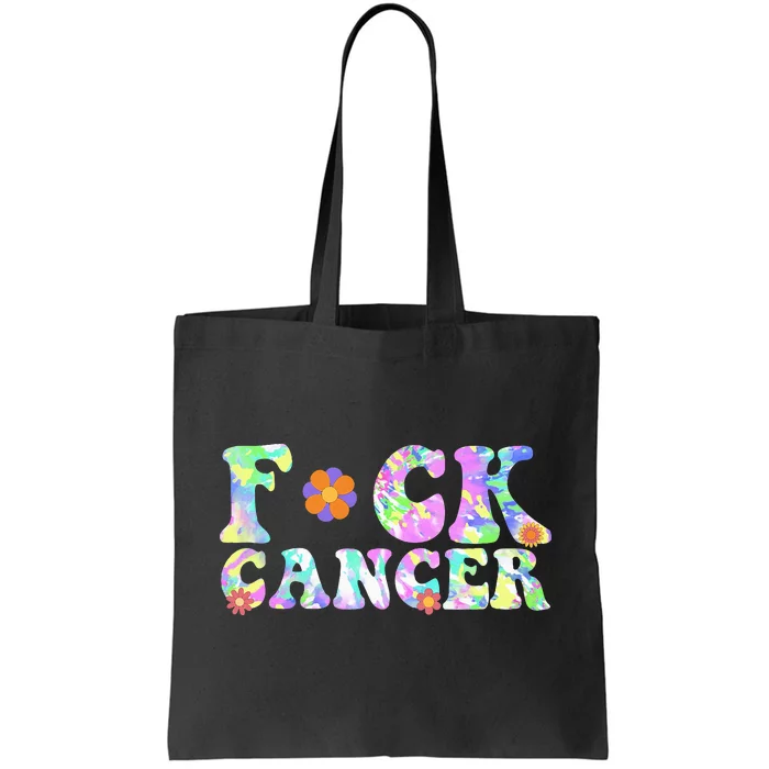 Fuck Cancer Groovy Tie Dye All Cancer Awareness Tote Bag