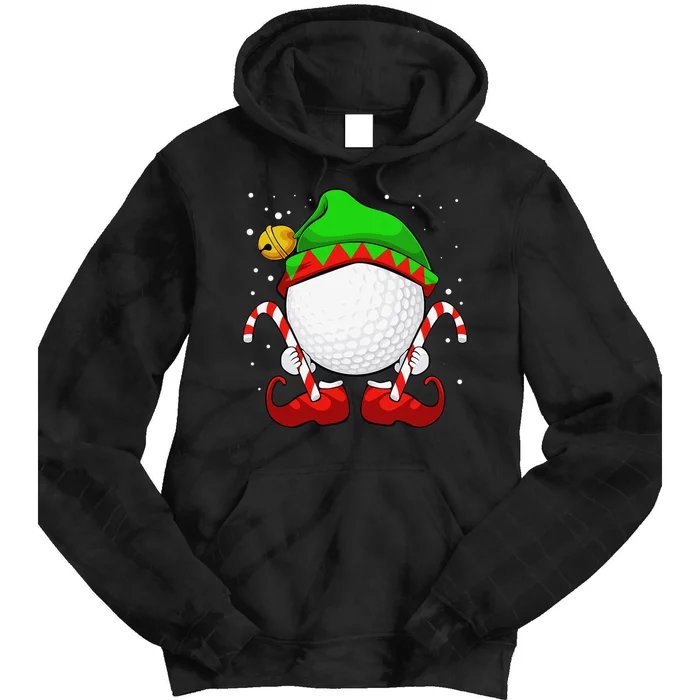 Funny Christmas Golf Ball Elf Cute Xmas Candy Cane Tie Dye Hoodie