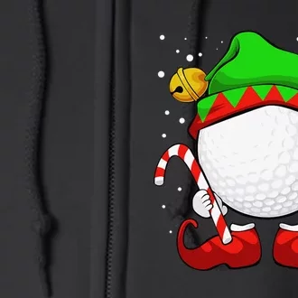 Funny Christmas Golf Ball Elf Cute Xmas Candy Cane Full Zip Hoodie