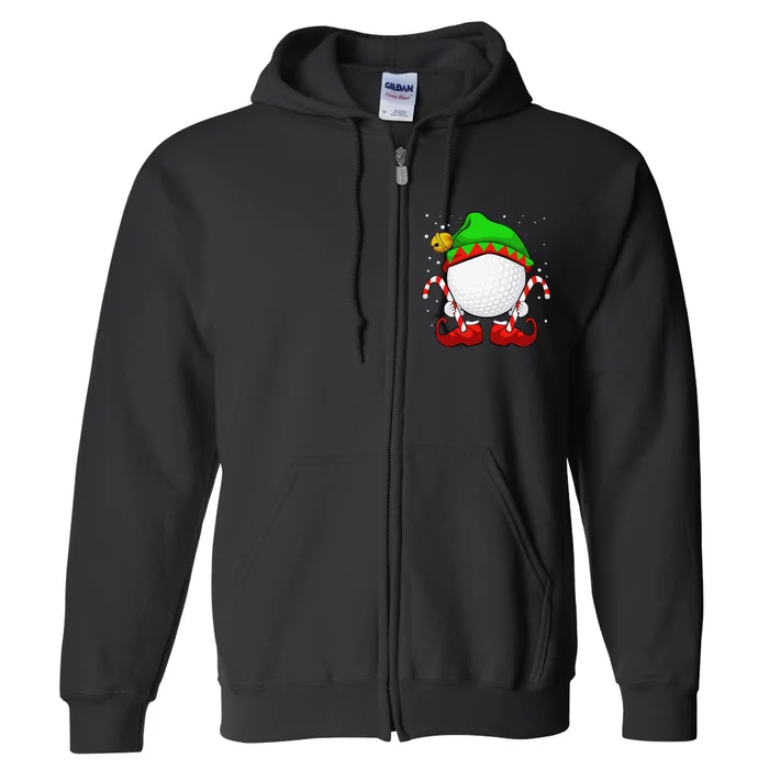 Funny Christmas Golf Ball Elf Cute Xmas Candy Cane Full Zip Hoodie