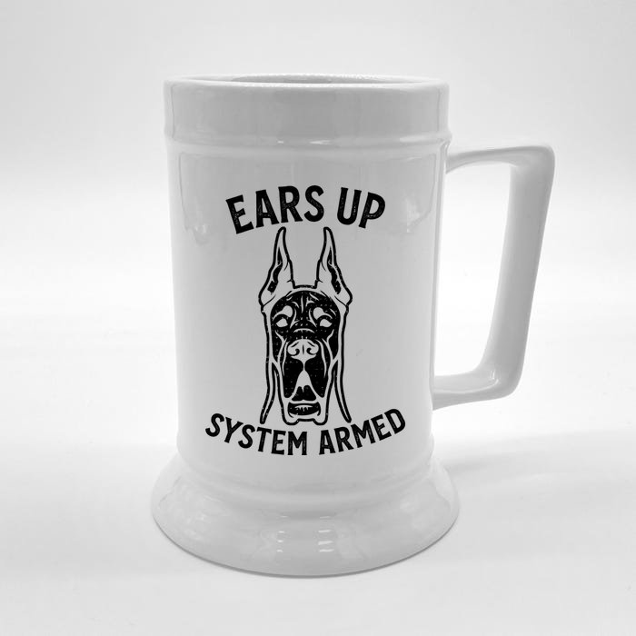 Funny Cute Great Dane Dog Ears Up Puppy Lover Cute Gift Front & Back Beer Stein