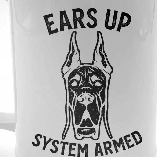 Funny Cute Great Dane Dog Ears Up Puppy Lover Cute Gift Front & Back Beer Stein