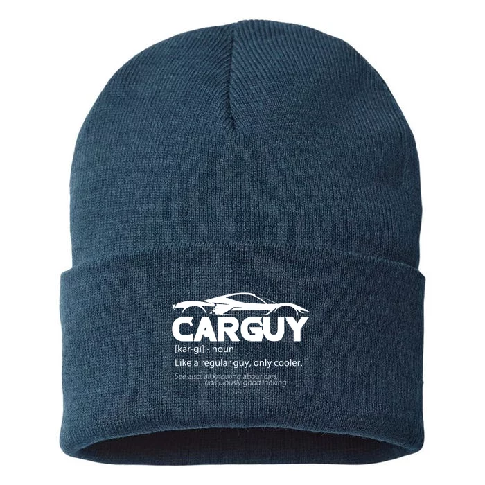 Funny Car Guy Gift Car Guy Definition Sustainable Knit Beanie