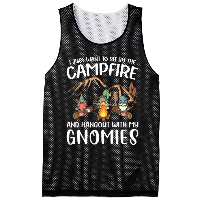 Funny Camping Gnome Hangout With My Gnomies Campfire Mesh Reversible Basketball Jersey Tank