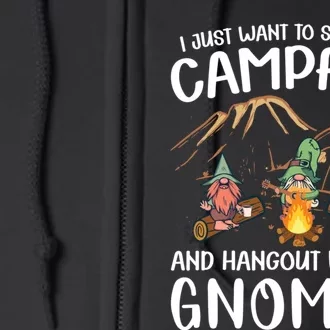 Funny Camping Gnome Hangout With My Gnomies Campfire Full Zip Hoodie