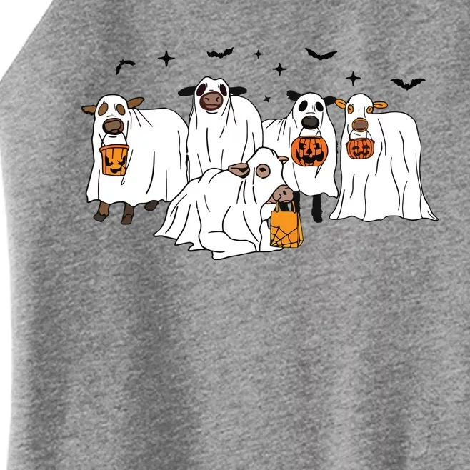 Funny Cow Ghost Halloween Farmer Trick Or Treat Cow Lover Women’s Perfect Tri Rocker Tank