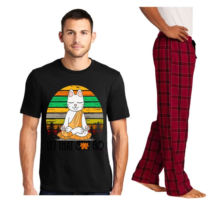 Funny Cagreat Gift Meditating Kitty Let That Shit Go Fun Gift Funny Gift Pajama Set