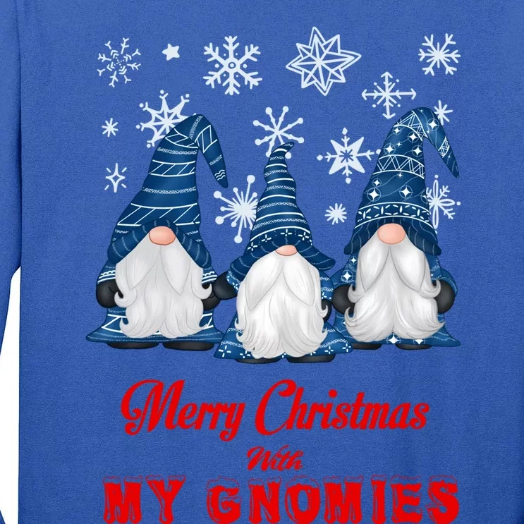 Funny Christmas Gnome Merry Christmas With My Gnomies Xmas Great Gift Tall Long Sleeve T-Shirt