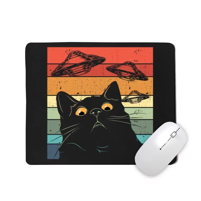 Funny Cat Galaxy Cat Spaceship Alien Cat Ufo Mousepad