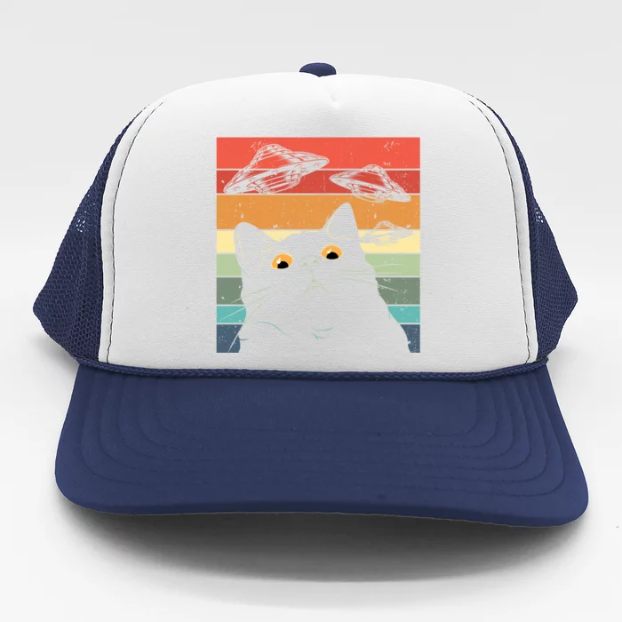 Funny Cat Galaxy Cat Spaceship Alien Cat Ufo Trucker Hat