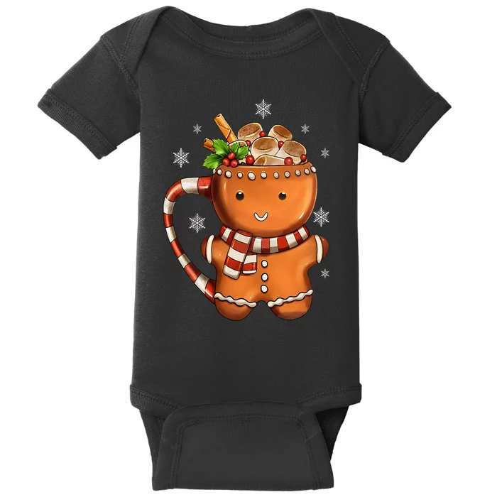 Funny Christmas Gingerbread Man Hot Cocoa Snow Holiday Baby Bodysuit