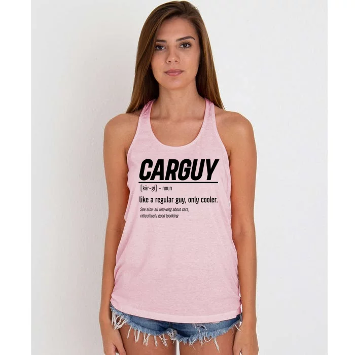 Funny Car Guy Definition Meaningful Gift Women's Knotted Racerback Tank