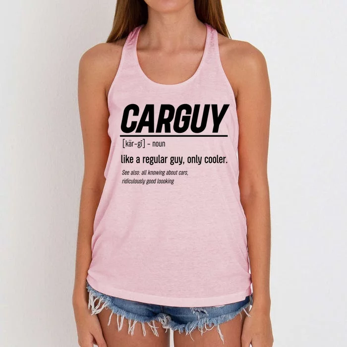 Funny Car Guy Definition Meaningful Gift Women's Knotted Racerback Tank