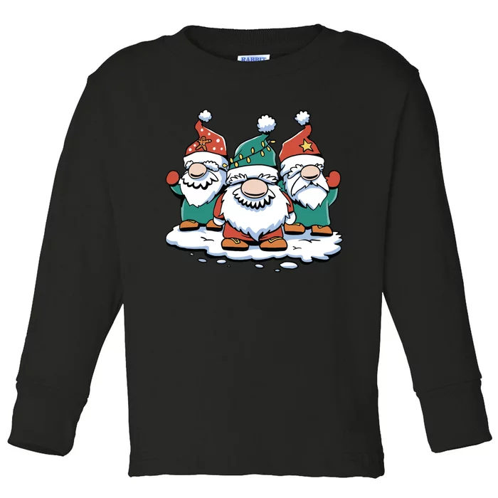 Funny Christmas Gnomes Gift Toddler Long Sleeve Shirt