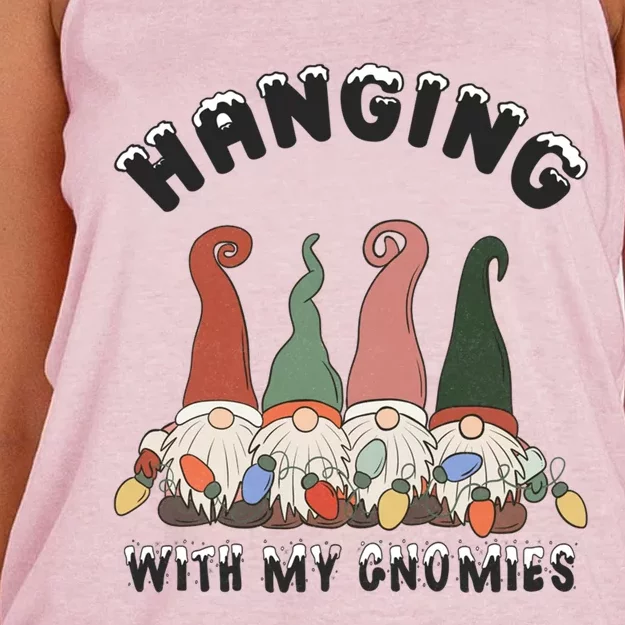 Funny Christmas Gnome Hanging With My Gnomies Christmas Gift Women's Knotted Racerback Tank