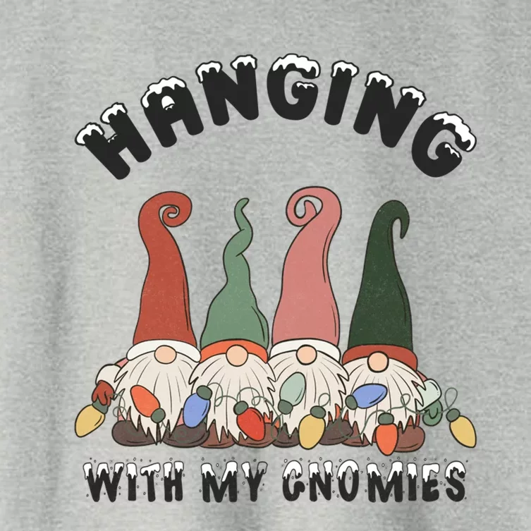 Funny Christmas Gnome Hanging With My Gnomies Christmas Gift Women's Crop Top Tee