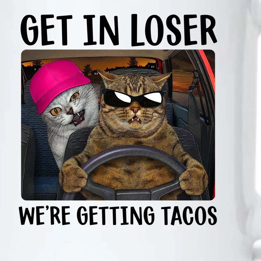 Funny Cats Get In Loser We're Getting Tacos Black Color Changing Mug