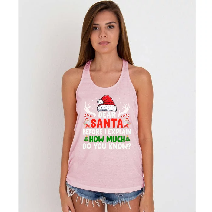 Funny Christmas Gift Adults Dear Santa I Can Explain Funny Gift Women's Knotted Racerback Tank