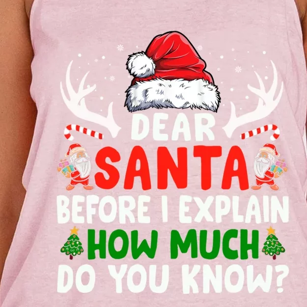 Funny Christmas Gift Adults Dear Santa I Can Explain Funny Gift Women's Knotted Racerback Tank