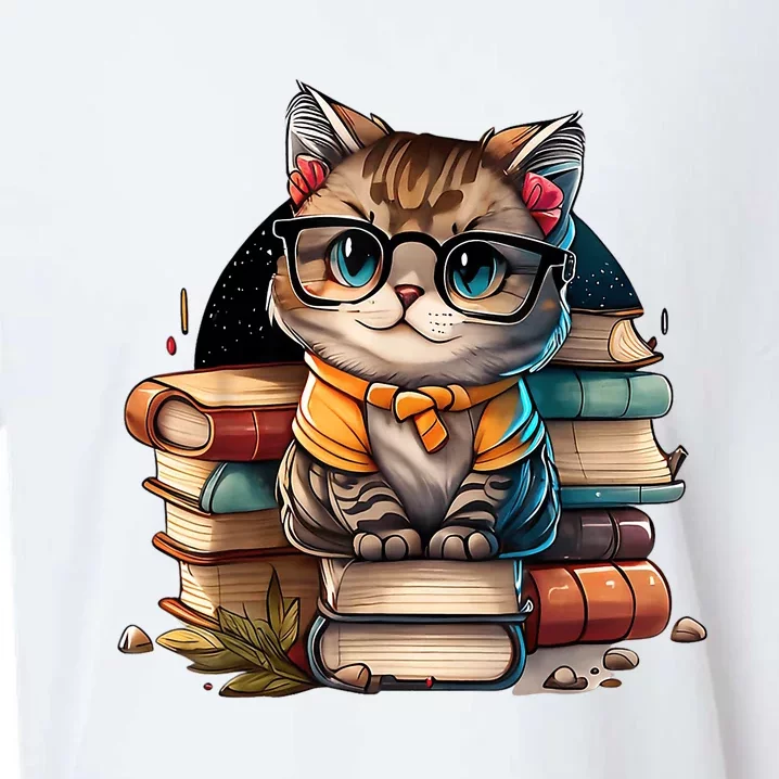 Funny Cat Gift For Kitten Lovers Cute Cat Librarian Book Sueded Cloud Jersey T-Shirt