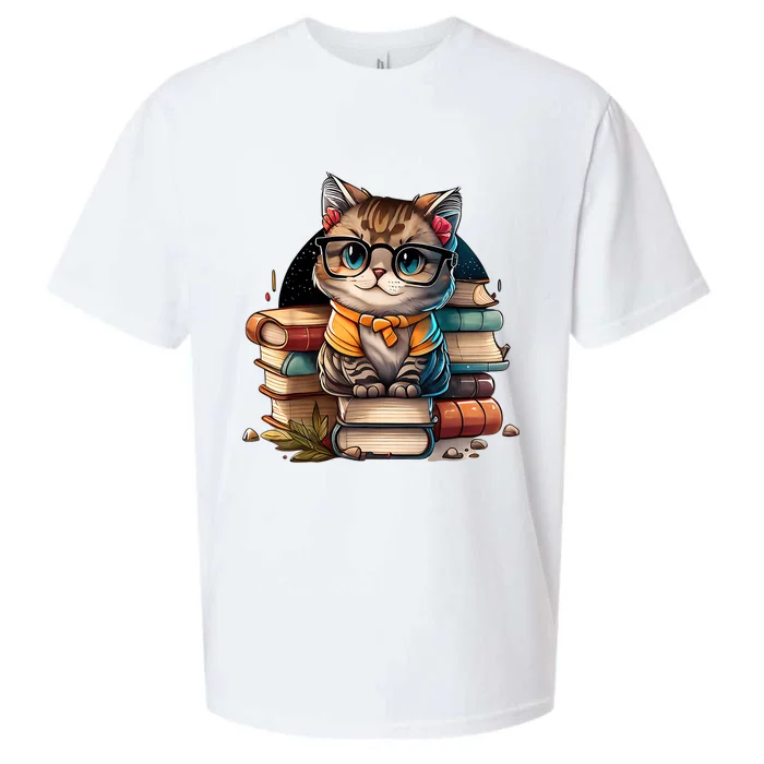 Funny Cat Gift For Kitten Lovers Cute Cat Librarian Book Sueded Cloud Jersey T-Shirt