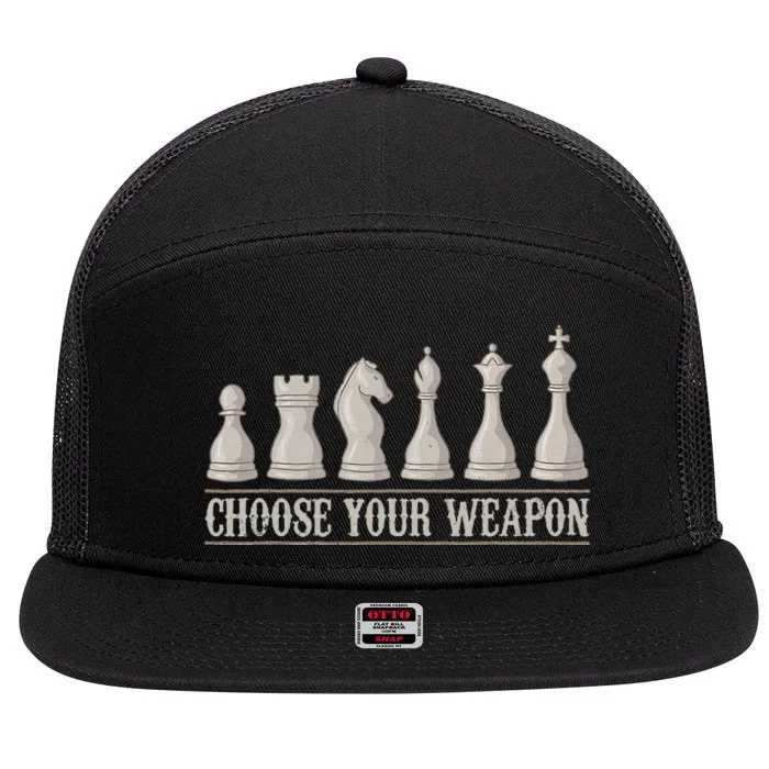 Funny Chess Gift For Chess Lover  Cool Player 7 Panel Mesh Trucker Snapback Hat