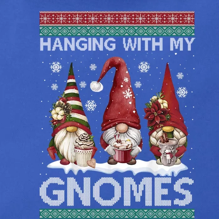 Funny Christmas Gnome Hanging With My Gnomies Ugly Sweater Gift Zip Tote Bag