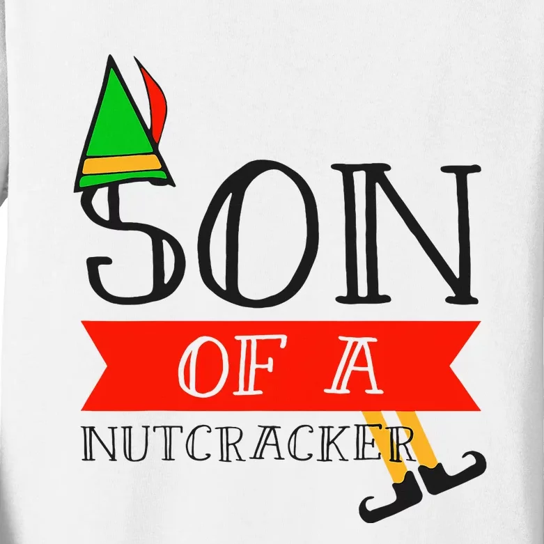 Funny Christmas Gift Son Of A Nutcracker Kids Long Sleeve Shirt