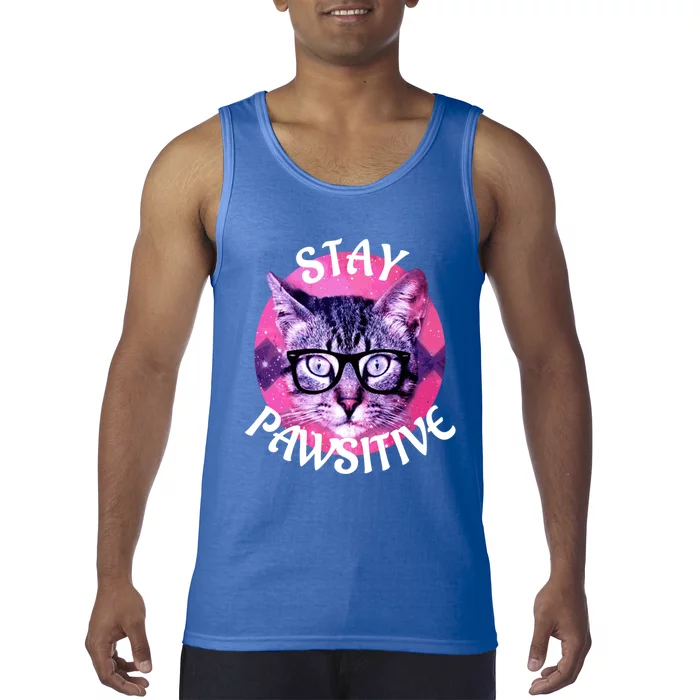 Funny Cat Gift Stay Pawsitive Gift Tank Top