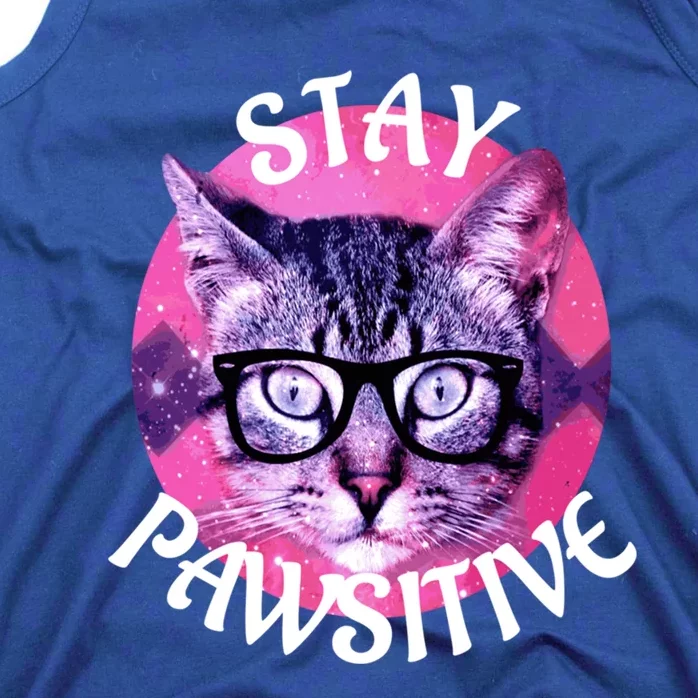 Funny Cat Gift Stay Pawsitive Gift Tank Top