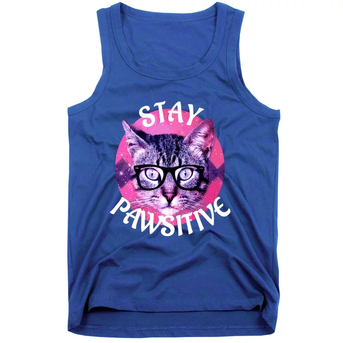 Funny Cat Gift Stay Pawsitive Gift Tank Top