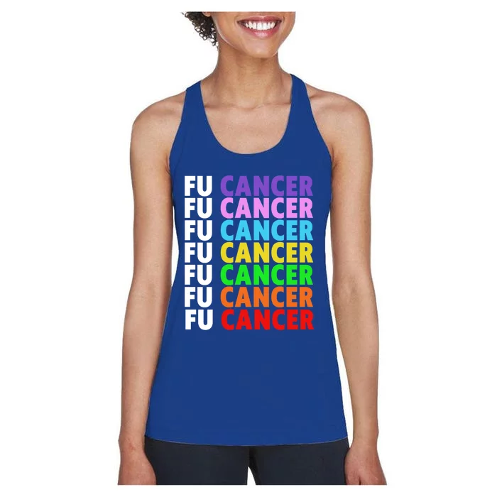 Fu Cancer Gift Fuck Cancer Funny Gift Fuck Cancer Awareness Great Gift Women's Racerback Tank