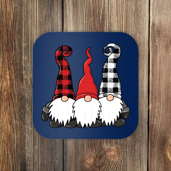 Funny Christmas Gnomes Buffalo Plaid Gnome Coaster