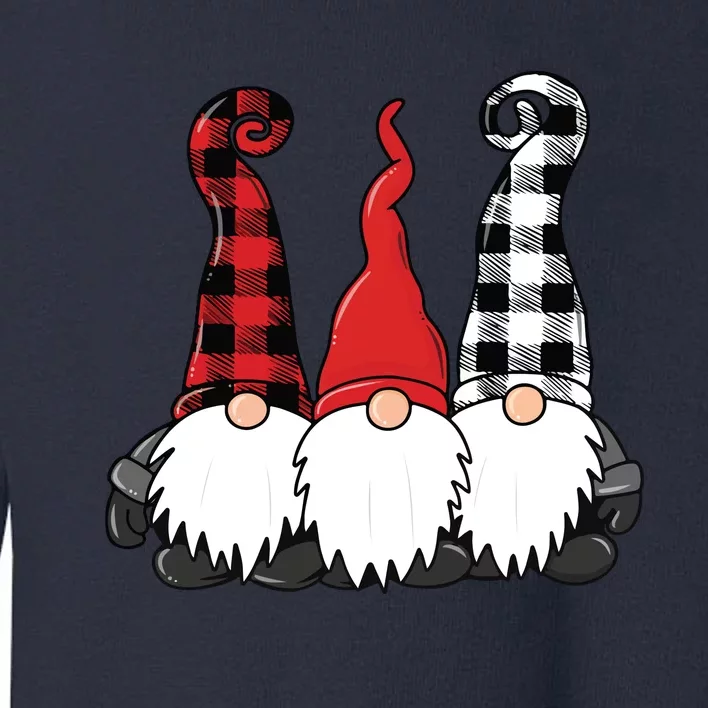 Funny Christmas Gnomes Buffalo Plaid Gnome Toddler Sweatshirt