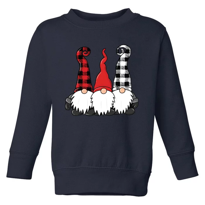 Funny Christmas Gnomes Buffalo Plaid Gnome Toddler Sweatshirt