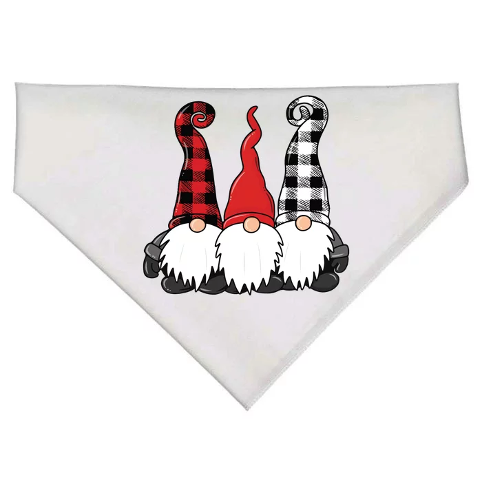 Funny Christmas Gnomes Buffalo Plaid Gnome USA-Made Doggie Bandana