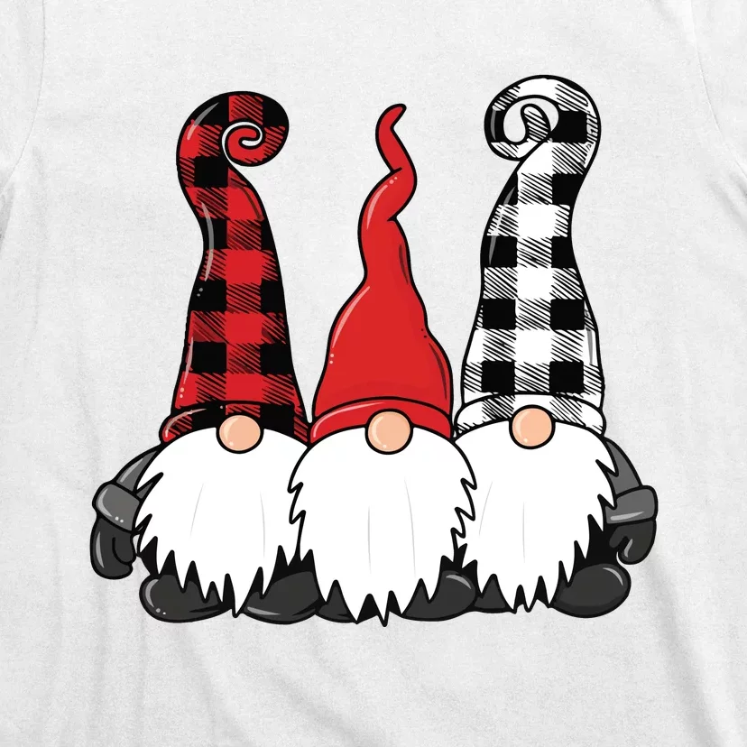 Funny Christmas Gnomes Buffalo Plaid Gnome T-Shirt