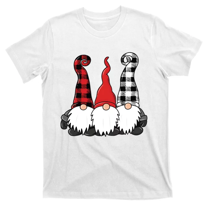 Funny Christmas Gnomes Buffalo Plaid Gnome T-Shirt