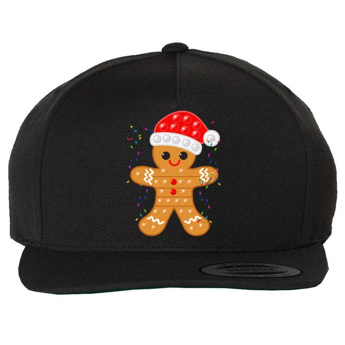 Funny Christmas Gingerbread Cookie Santa Cap Pop It Toy Xmas Cute Gift Wool Snapback Cap