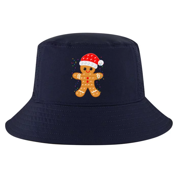 Funny Christmas Gingerbread Cookie Santa Cap Pop It Toy Xmas Cute Gift Cool Comfort Performance Bucket Hat