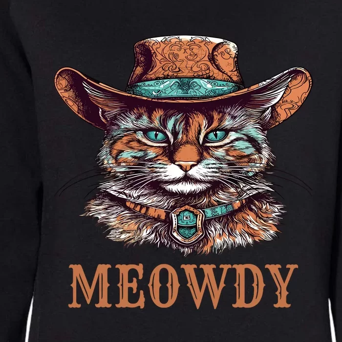 Funny Cat Graphic Howdy Western Cowboy Cowgirl Meowdy Cat Womens California Wash Sweatshirt