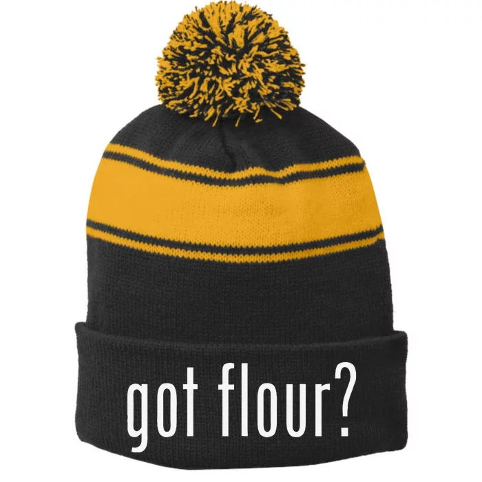 Funny Classic Got Flour Retro Stripe Pom Pom Beanie