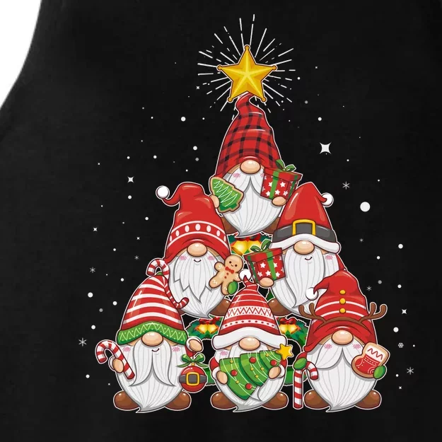 Funny Christmas Gnome Tree Ladies Tri-Blend Wicking Tank